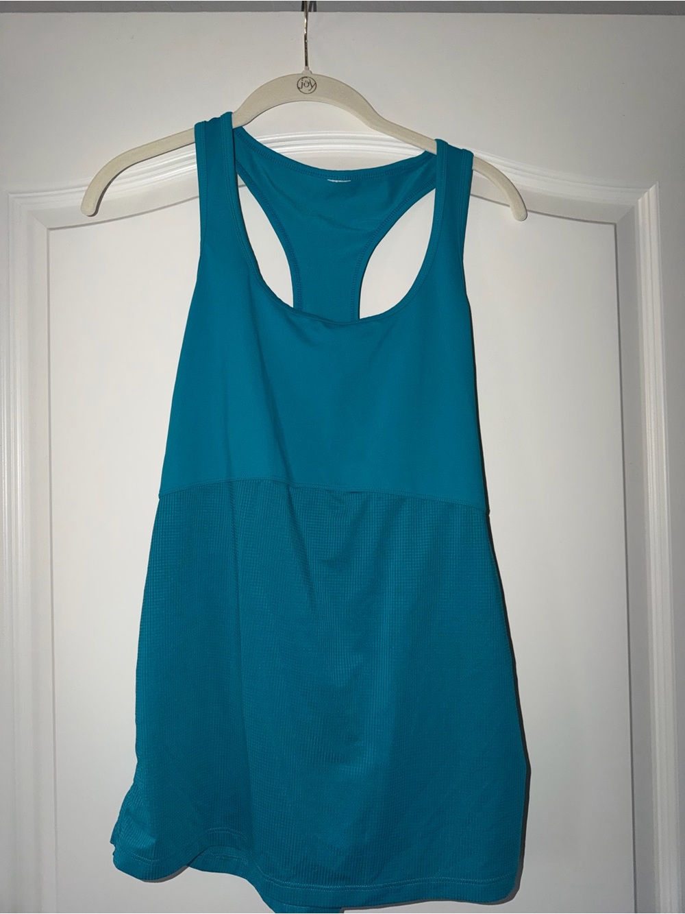 Fabletics Teal Racerback Mesh-Panel Workout Tank